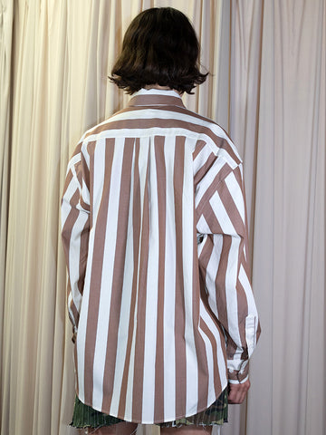 Baserange Loose Ole Shirt, Brown/White Stripe