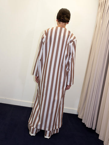 Baserange Stave Dress, Brown/White Stripe