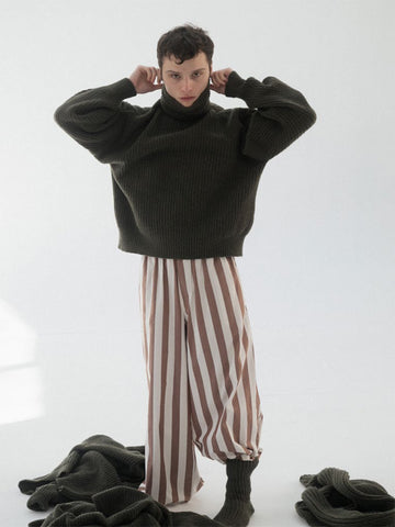 Baserange Stave Pants, Brown/White Stripe