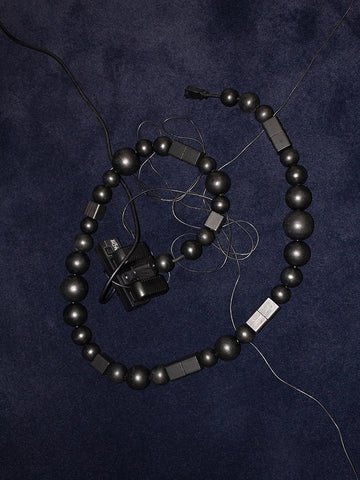 Bless Cablejewellery Extension Cord, Wood Pearls, Black (Longer version)