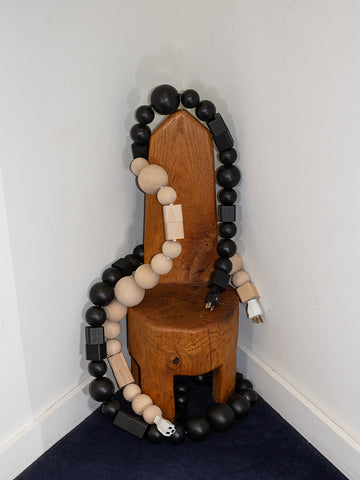 Bless Cablejewellery Extension Cord, Wood Pearls, Black (Longer version)