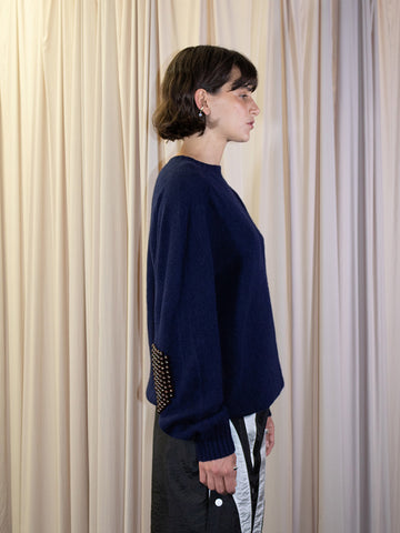 Bless Pearlpad Sweater, Navy/Brown Wood