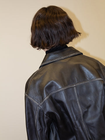 Dunst Leather Jacket, Brushed Black