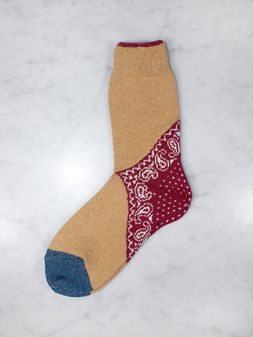 Kapital 96 Yarns Paisley Heel Bandana Socks, Red