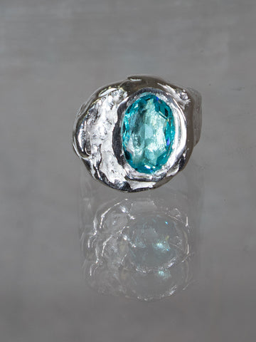 Simuero Lago Ring, Silver/Aquamarine