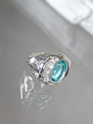 Simuero Lago Ring, Silver/Aquamarine