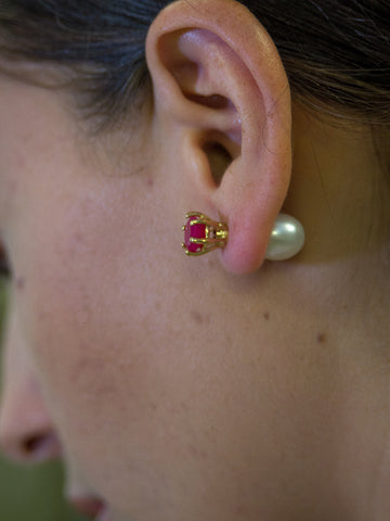 Beatriz Palacios Pearls Safety Pin Earrings