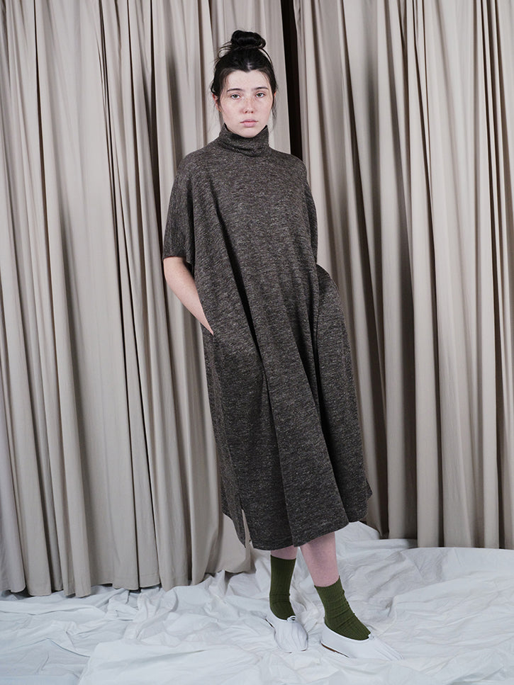 Lauren Manoogian Turtleneck Caftan, Blackened Flax